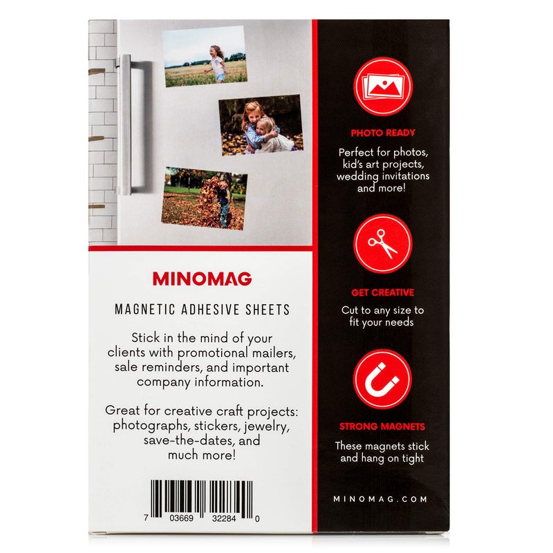 Minomag 4x6 inch Magnetic Adhesive Sheets 24 Pack | Strong Magnetic Sheets with Adhesive Backing for Refrigerator Photo Magnets and Save The Date Magnets - Image 2